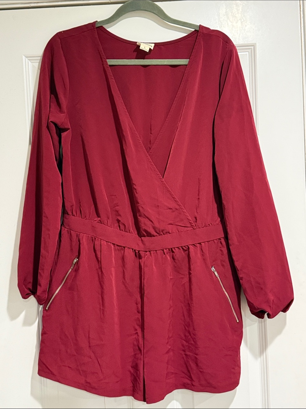 Wine Wrap Romper with Zip Pockets